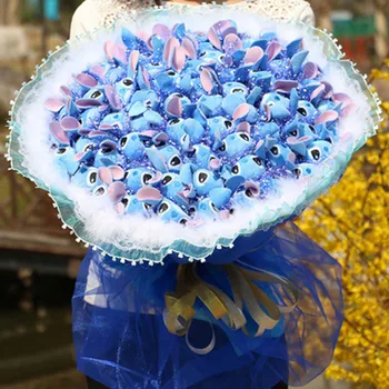 

36 pcs Stitch Bouquet Plush Kawaii Cartoon Stuffed Carton Animals Toys Artificial Fake Flowers Best Birthday Christmas Day Gifts