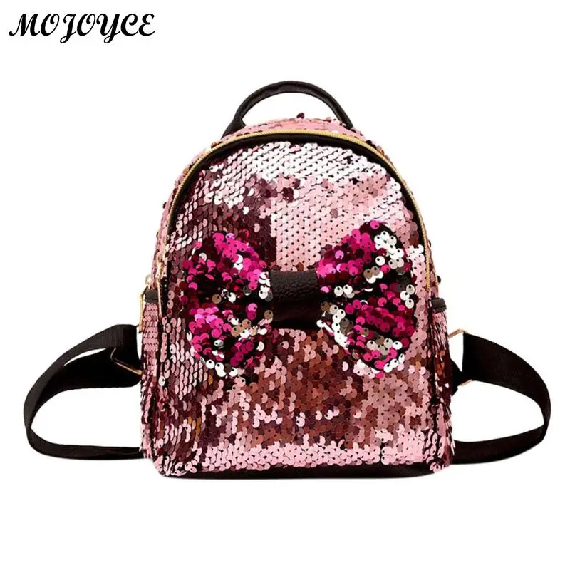 

Mini Shining Sequins Backpacks Bowknot Women Backpack Lovely Party Design for Teenager Girls Small Travel Shiny Travel Rucksack