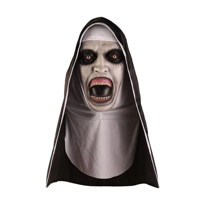 

Halloween Horror Latex Nun Mask Full Face Covered With Headscarf For Adults And Children Cosplay Prank Props 3-piece Set