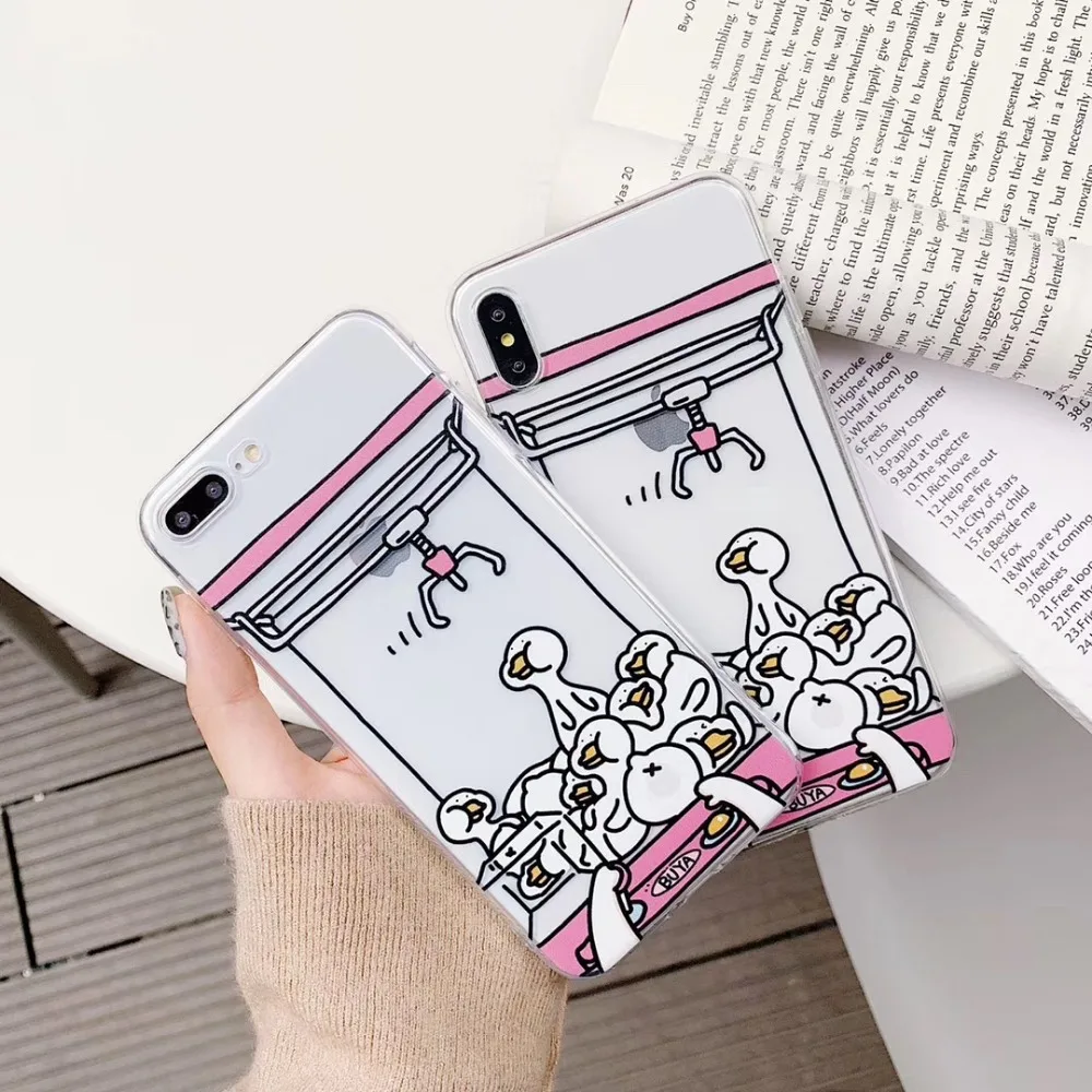 

Funny Cute Duck Phone Case For iphone XS MAX XR XS 6S 7 8plus Case For iphone X Cover Cartoon Duck Soft Cases