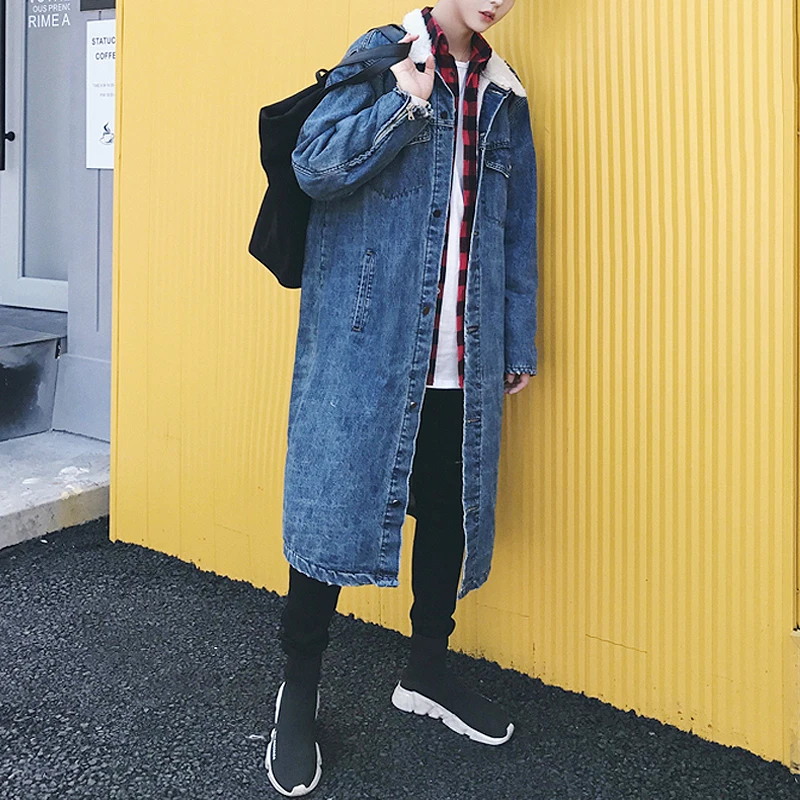 

M-XXL!!! 2018 In winter, long style cowboy style men loose Korean version of super long, thick lamb wool coat and coat tide
