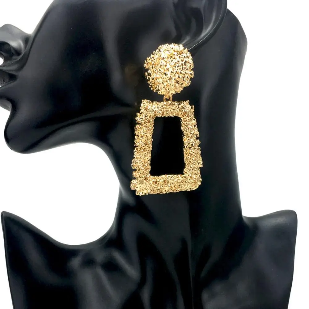 MANILAI, винтажные геометрические висячие серьги, модное ювелирное изделие, женские серьги-капли из грубого металла, большие массивные серьги из сплава в стиле панк - Окраска металла: Gold Earrings