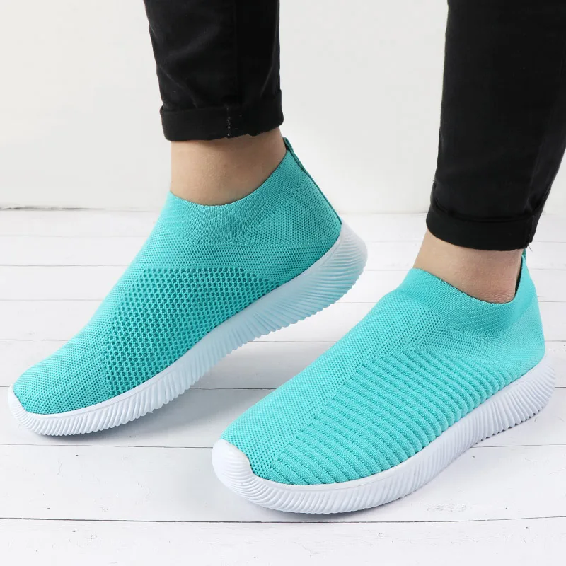 Fashion Sneakers Women Trainers Ladies Shoes Casual Slip On Flats Knitted Vulcanized Shoes Summer Basket Femme Zapatillas Mujer