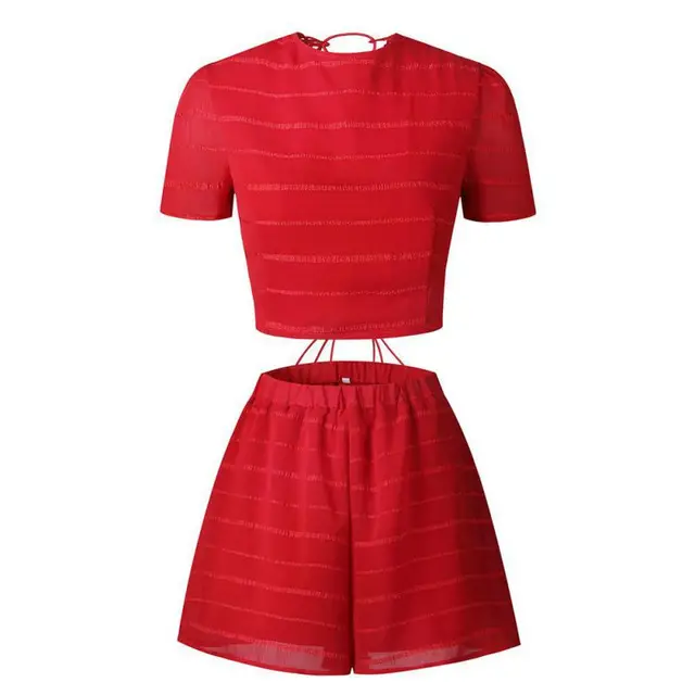 Special Price Women Fashion Two-Piece Suits Sexy Lady O-Neck Backless Cross Strap Short Tops + Casual Loose Shorts Fashion Female Set 2018 Special Price Women Fashion Two-Piece Suits Sexy Lady O-Neck Backless Cross Strap Short Tops + Casual Loose Shorts Fashion Female Set 2018