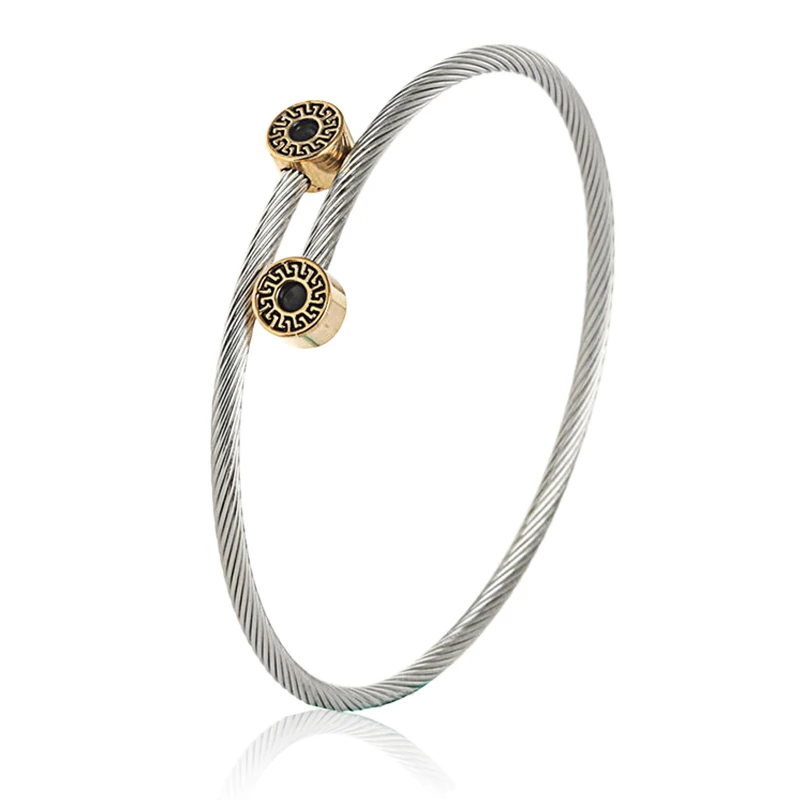 

Silver Fashion Jewelry Cheap Vintage Weaved Cuff Bracelet Bangles Stainless Steel Crossover Cable Wire Bangle
