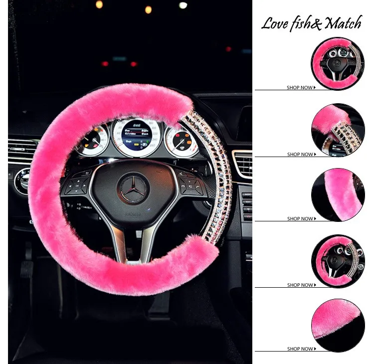 Personalized-Rhinestone-Wool-Car-Steering-Wheel-Covers-Fit-38CM-Plush-Diamond-Women-Car-Accessories-7