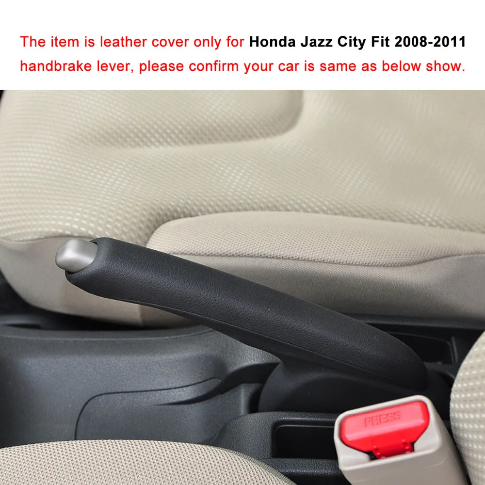 PONSNY Car Handbrake Covers Case for Honda FIT 2008-2011 Car-styling Genuine Leather Car Handbrake Grips Cover