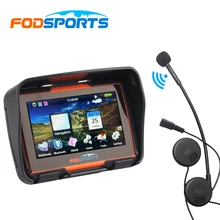 Bluetooth Headset +256M 8GB 4.3 Inch Waterproof Motorcycle GPS Navigator Motorbike Navigation Free Maps! Instruction Voice