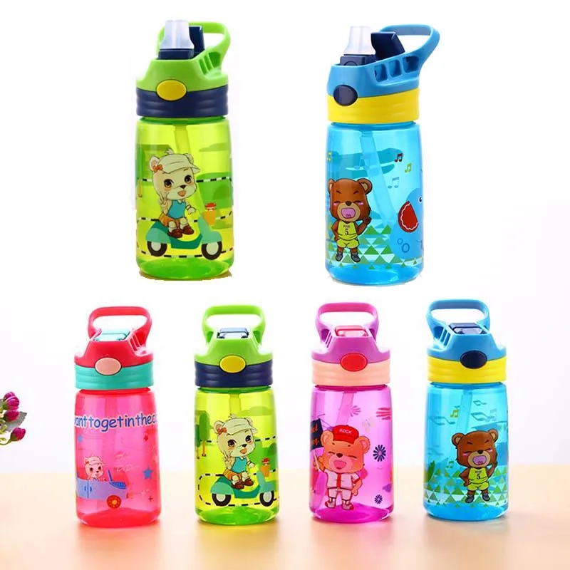 

430ml Healthy Child Water Bottle With Straw High Quality Plastic Kid Drinkware Children Water Bottles BPA Free