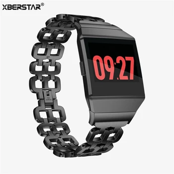 

XBERSTAR Stainless Steel Link Bracelet Wrist Band watch Strap for Fitbit ionic Watchbands 22mm Wristband Black Silver