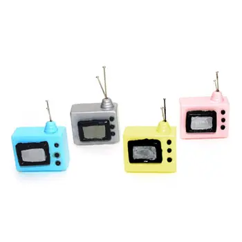 

1:12 Scale Dollhouse Miniature Vintage Television TV with Antenna Doll House Accessories Living Room Home Decor