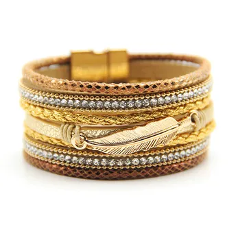 

Fashion one Layer Wrap Bracelets Snake Leather Bracelets With leaves charms jewelry