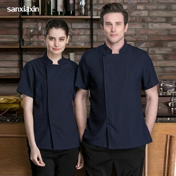 

Food Service cooker coat short sleeved Shirt Restaurant hotel Kitchen chef Uniform catering Chef Jackets new work clothes