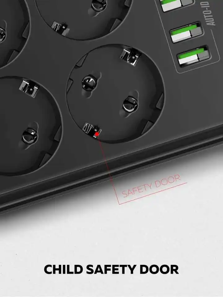 Tomada de Parede Cabo de Carga Tomada de Mesa Plug Cabo Extensão Preto 6 ac Tomada 4usb Carregador Adaptador 3.4a Forphone 2 m Usb ue 26 Soquetes elétricos