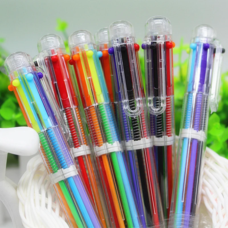 3 Pcs Multicolor Ball Pen Office Pen Multi Function 6 Color Suit Colorful Creative Learning Supplies 