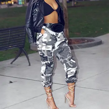 

Casual Camouflage Pants Women Running Jogging Bandage Hip Hop Long Trousers new