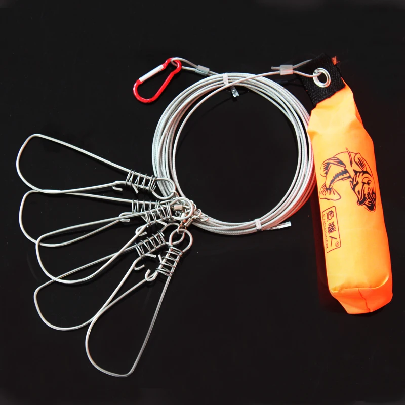Fish Hunter 6Metres 5 Locks Stainless Steel Chain Stringer with Float | Спорт и развлечения
