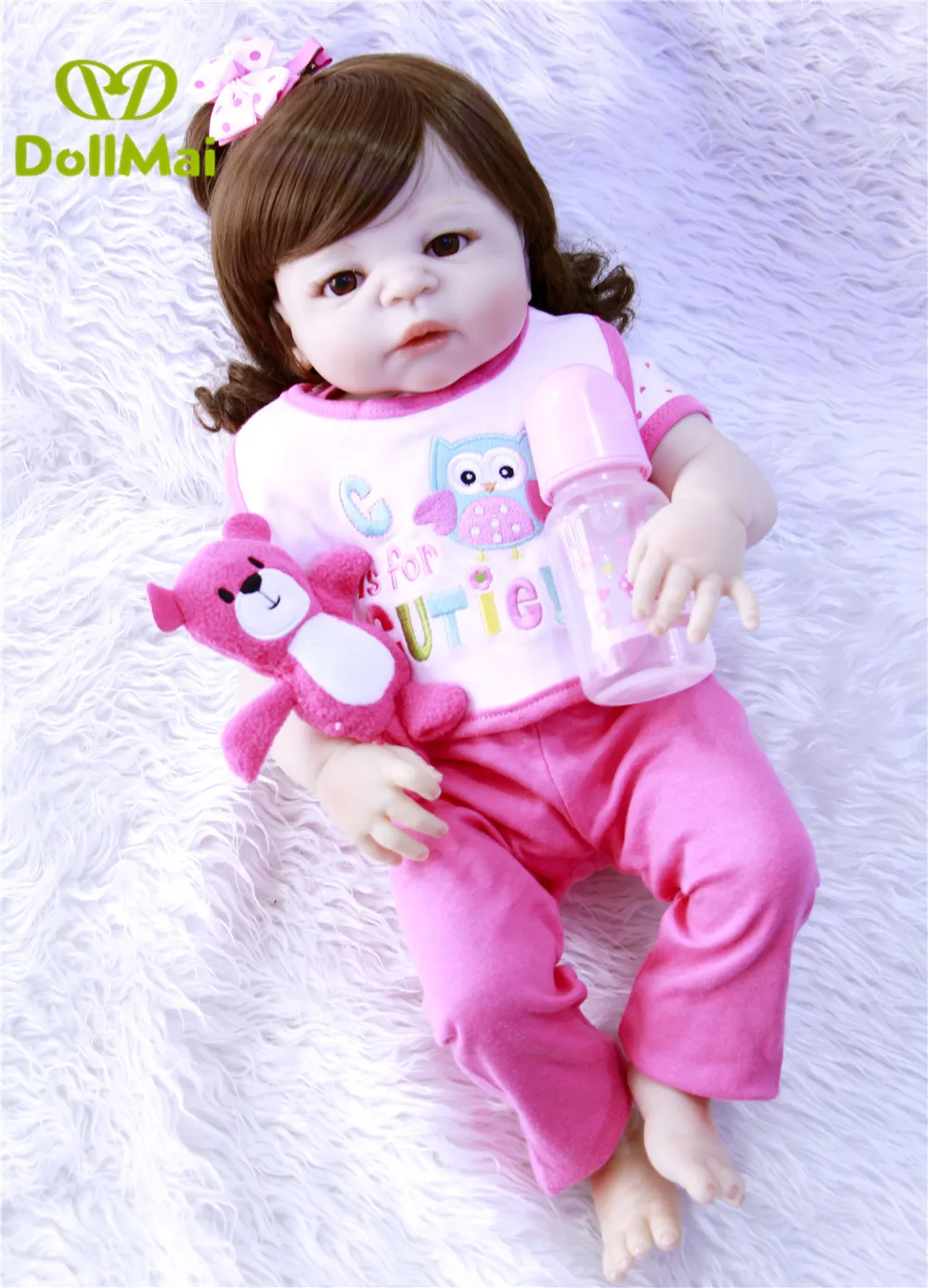 57CM Realistic Finished Bebe Reborn Silicone Vinyl Body Soft Girl Doll Bebe Reborn Handmade Toy For Child Christmas Gift toddler bib baby baberos kids silicone bib girl child baby boy bib waterproof bibs pocket easy clean anti stain bebe infant