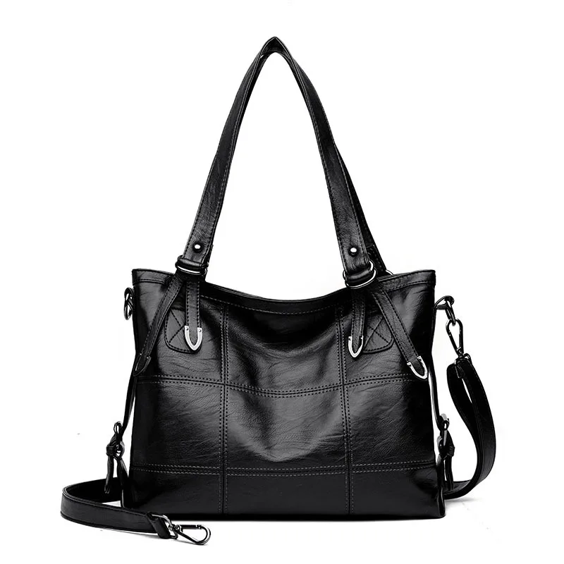 

Plaid Leather Shoulder Bag Female Fashion Messenger Women's Retro Big Capacity Women Briefcase Quality s for Girl