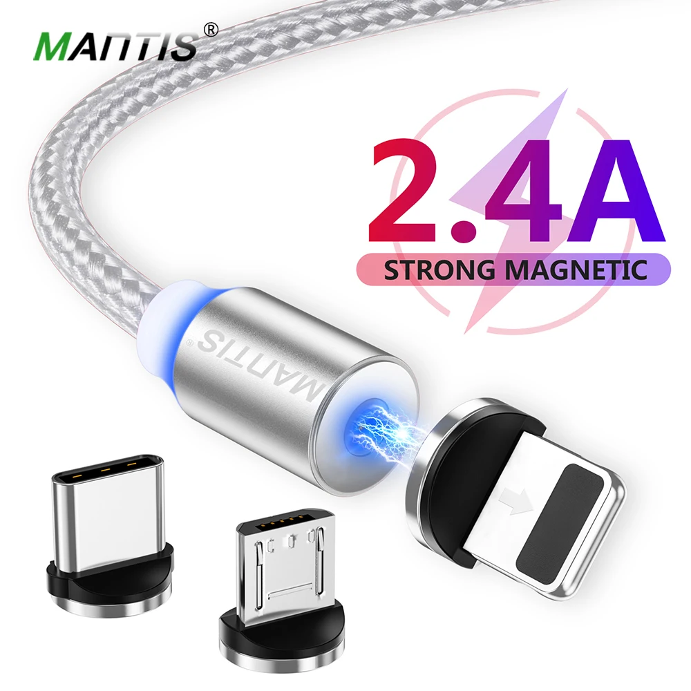 Магнитный Micro USB кабель MANTIS для iPhone samsung type-c зарядная зарядка магнит Зарядное устройство USB type C кабели для мобильных телефонов