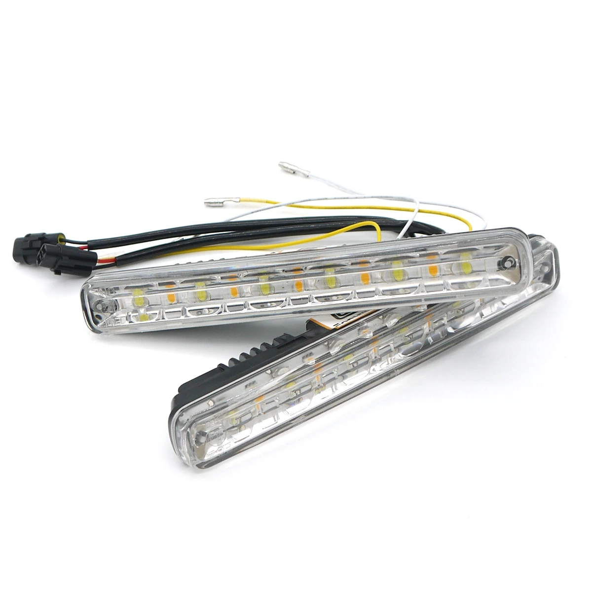 Eonstime комплект покрытый 18 см 9 V-20 V 11LED SMD LED DRL лампы транспортного средства автомобильные фары дневного света светильник безопасности бег сигнала поворота светильник Белый Янтарь 16W