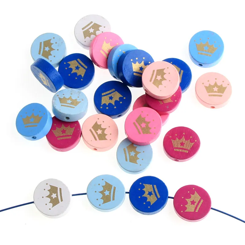 

20pcs Crown Spacer Beading Wood Beads 20mm For Baby DIY Toys Crafts Kids Toys & Pacifier Clip Wooden Beads