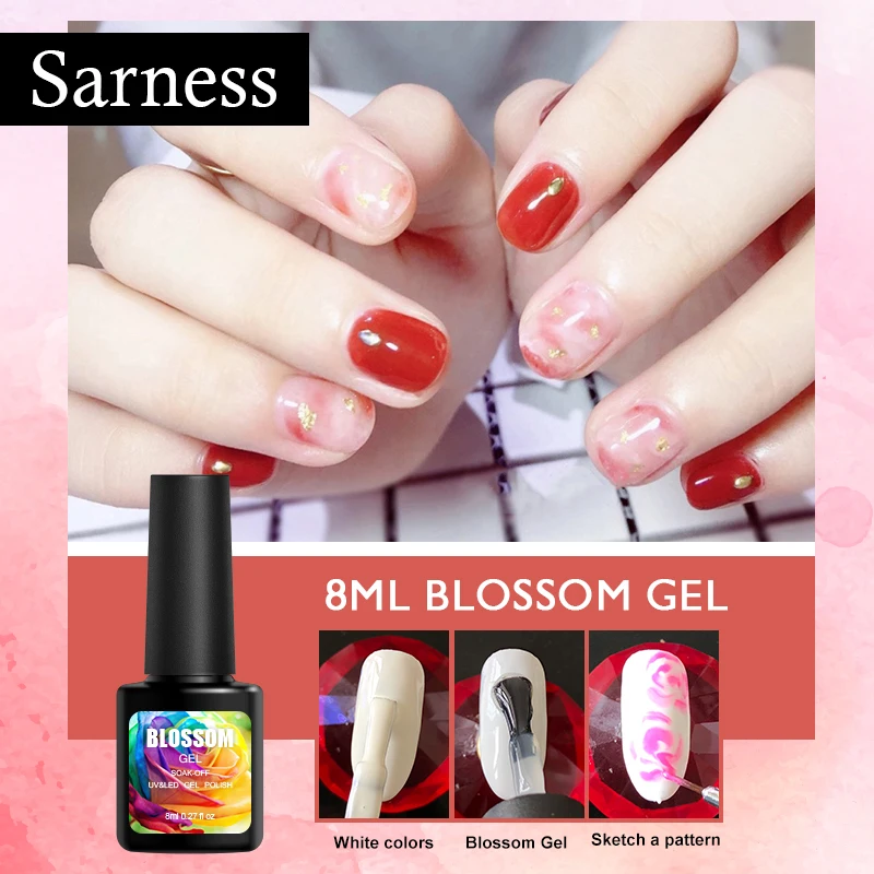 

Sarness Blooming Gel Nail Polish Soak Off Effect Flower Blossom Hybrid Nail Polish Paints UV Gel for Manicure Nail DIY Varnish