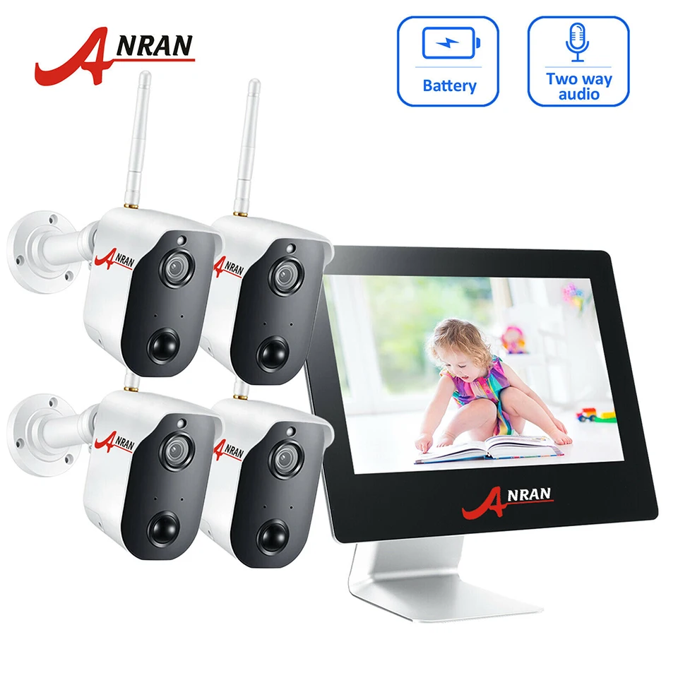 ANRAN P2P 8CH 12-дюймовый ЖК-монитор NVR 2 0 MP 36IR наружная 1080P Ночная видео аудио IP