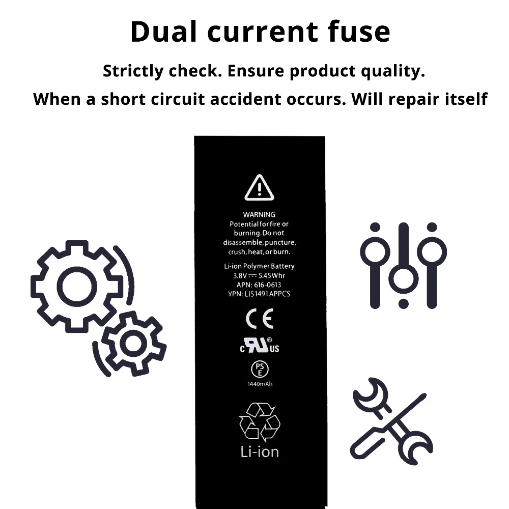 100%NEW 1624mAh Mobile phone battery For iphone 5se AAA level built-in lithium battery SE battery Free removal tool Free shippin