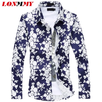 

LONMMY PLUS SIZE 5XL-6XL Floral shirts men dress Casual flower men shirt slim fit Fashion camisas masculina New 2018 Spring