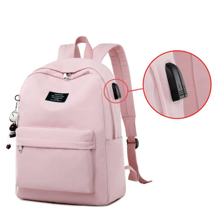 Новый стиль Женский школьный рюкзак для школьников USB зарядка ноутбук