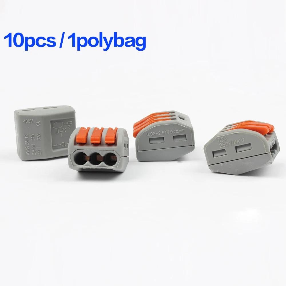 

10pcs 3 pin universal compact wire connector PCT-213 Terminal wire connector 3 wire connector to fast block