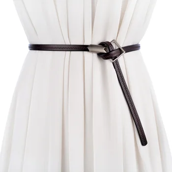 

Belt for women Fashion Tie knot leather women belt ceinture femme belts high quality Alloy buckle thin belt
