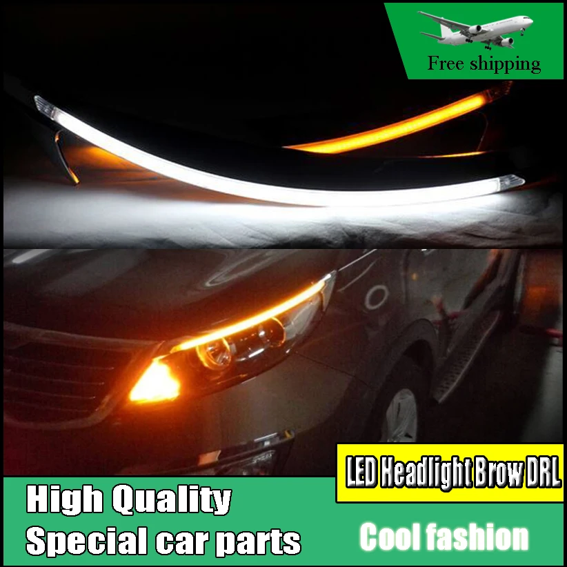 

Car Styling LED Headlight Brow Eyebrow Daytime Running Light DRL With Yellow Turn signal Light For KIA Sportage 2011-2015
