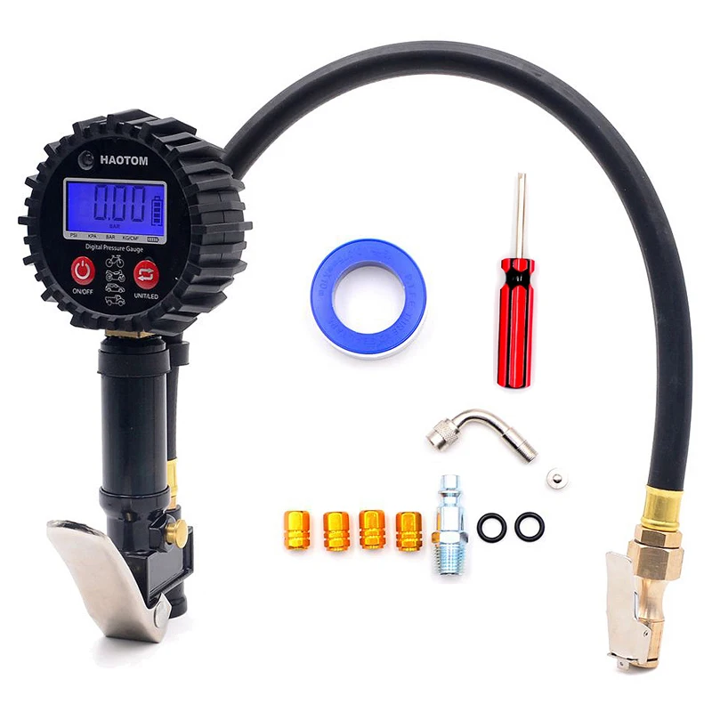 

Digital Tire Inflator with Pressure Gauge 0-200PSI Air Chuck and Compressor Accessories Auto Tire Repair and Check Tools