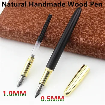 

Luxury Gifts Wooden+Metal Pen & Fountain Pens 0.5MM Blue & Two nibs ink For Office & School Writing Supplies Ball pen
