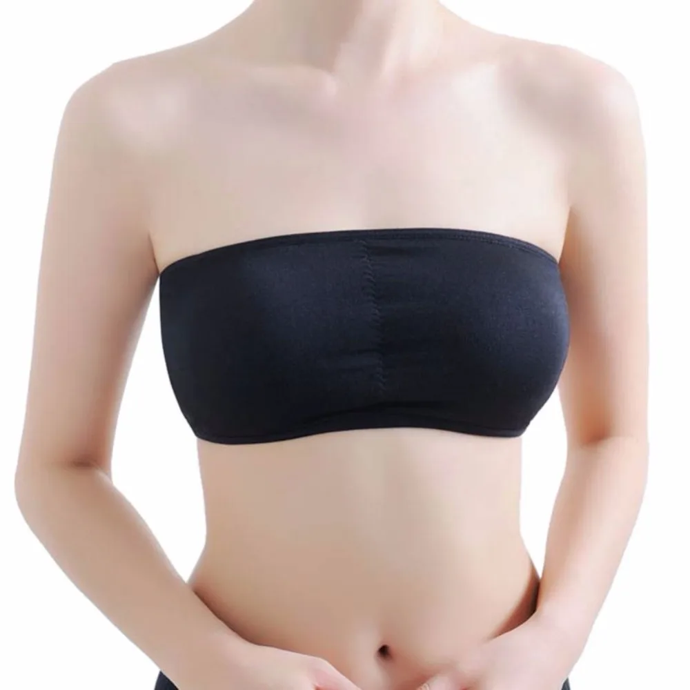 

Sexy Solid Black Bra Women Strapless Ladies Stretch Wire Free Padded Bra Everyday Seamless Underwear 2018 New Arrival