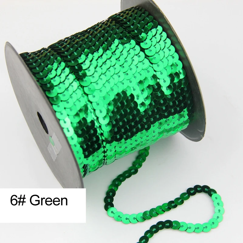 

PVC sequins Green 6mm round 20 yards/roll Paillettes sewing on trims for crafts, clothing Accessories free shipping