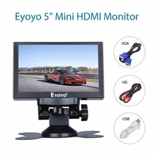 Eyoyo 5 дюймов мини HDMI монитор 800x480 заднего вида TFT ЖК-экран дисплей с BNC/VGA/AV/HDMI выход Встроенный динамик