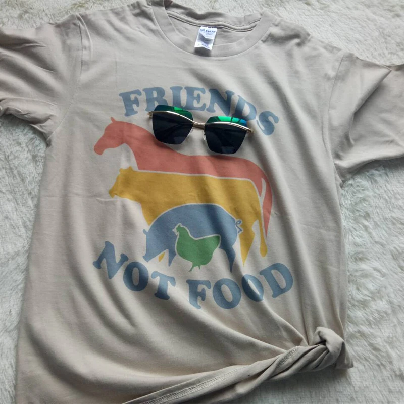 Футболка из хлопка с надписью «hilbilly Friends Not fat», Винтажная футболка, подарок для веганов, рубашка, Вегетарианская, натуральная, милая, хиппи, 80 s, 90 s, топы