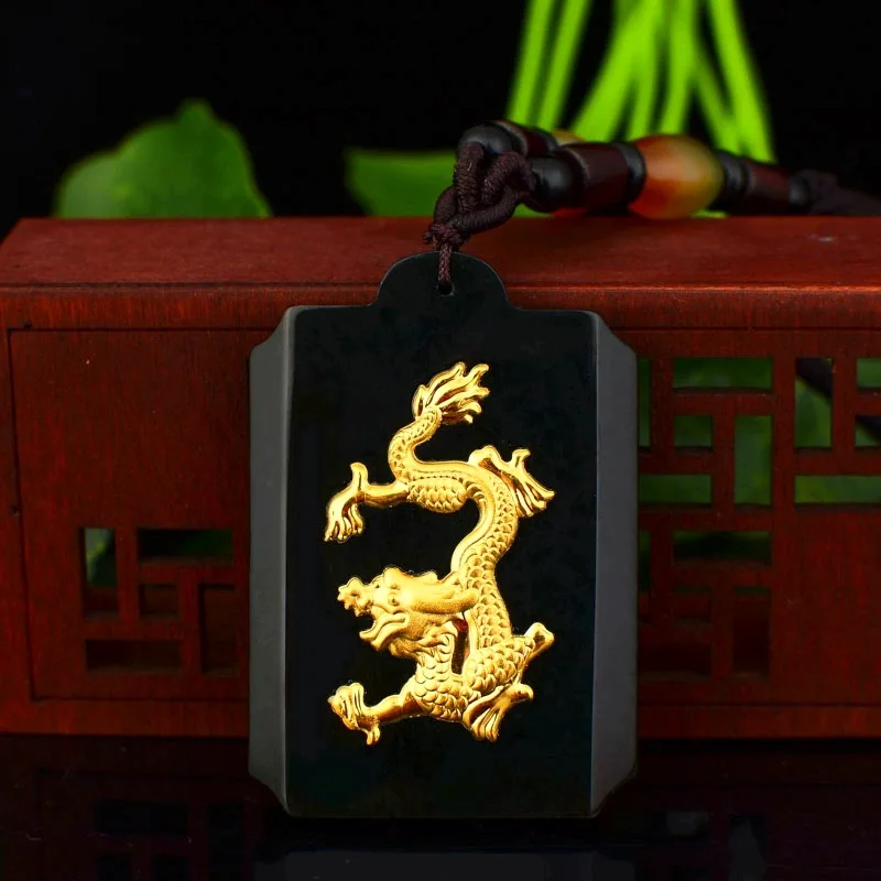 

Certificate natural Hetian Jade dragon Unisex Pendants On Hot Sales Men Women Necklace Pendant Jewelry