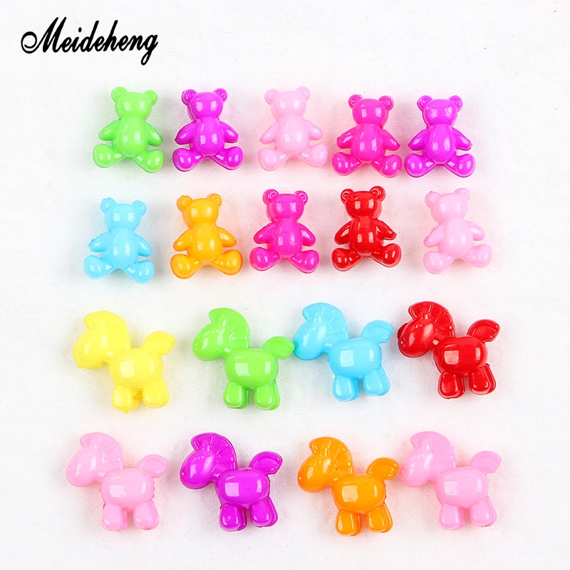 

Acrylic Bright Color Charms Beads Rainbow Colorful Cartoon Horse Bear Kid Handmade Toys Bracelet Necklace Jewelry Making Design