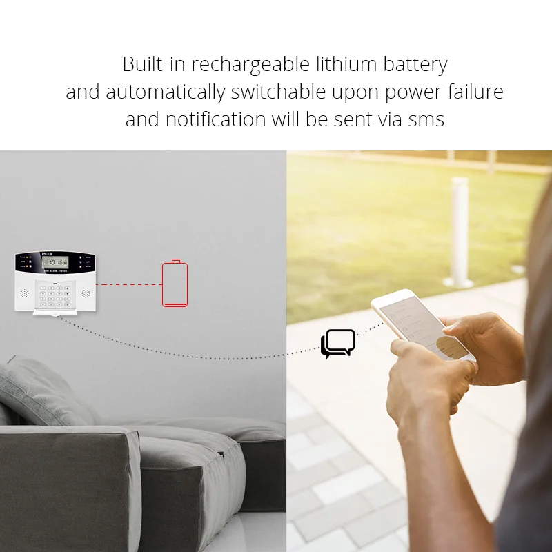 Sistema de alarma de seguridad para el hogar sistema de alarma de Control remoto de Metal sensor de voz inalámbrico pantalla LCD Kit de sirena con cable SIM GSM SMS alarma