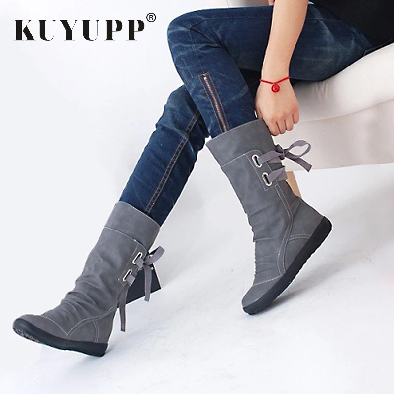 

Plus Size 10.5 Winter Boots Women Snow Boots Female Platform Wedge Woman Shoes Mid-calf Non-slip Winter Boot Ladies Brown KVT49
