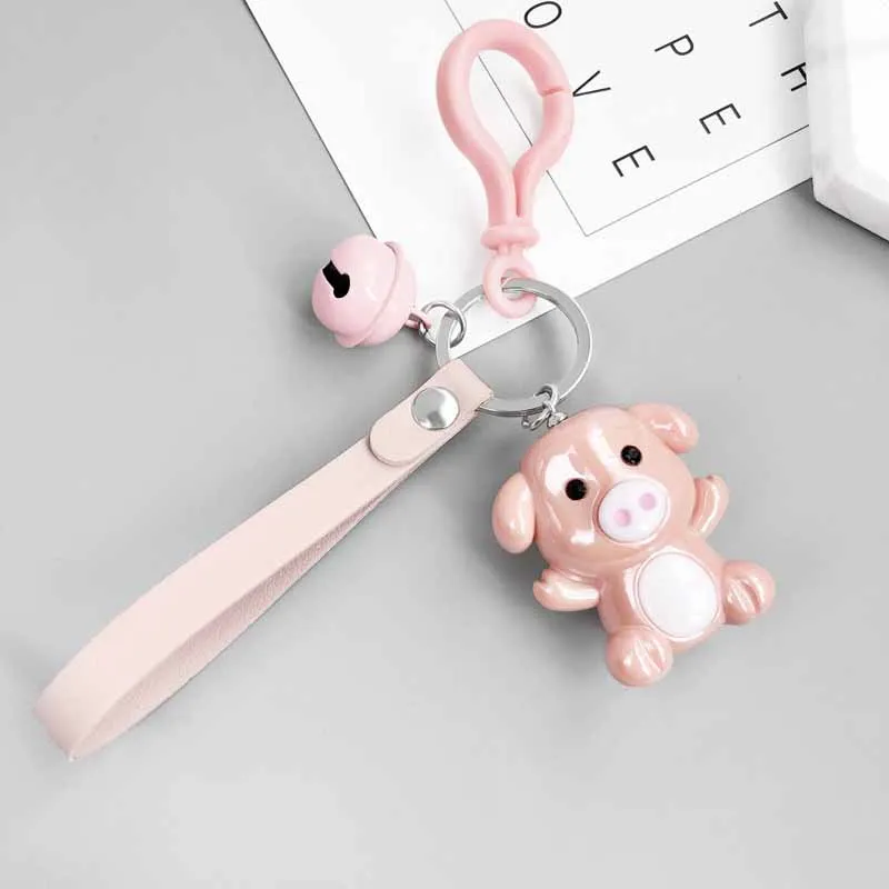

Cartoon 2019 Zodiac pig girl keychain female creative cute rhinestone skirt penny pig car bag keychain pendant