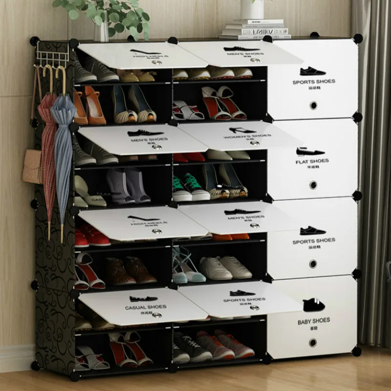 

Simple Shoe Cabinet Space Simple Modern Assembly Economical Dustproof Multilayer Shoe Solid Wood Pattern Home Hall Cabinet