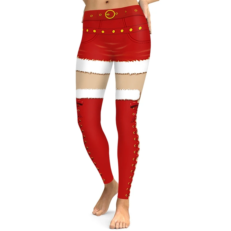 Funny Ugle Christmas Leggings Women 3D Print High Waist Cosplay Party