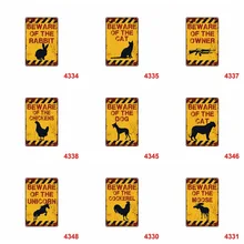 Amimals Beware BULL CAT RABBIT DOG жестяная вывеска настенная тарелка бар винтажная живопись персональный декор