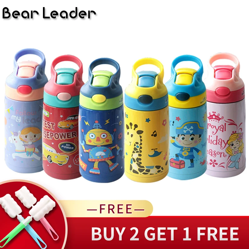 

Bear Leader 400ml Vacuum Flasks Thermoses Cup Children's Mug With Straw Stainless Steel Little Girl Student Cup Thermal Bottles