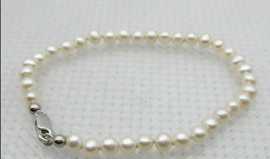

shipping>>> >>>Lovely Little Baby Girl Jewelry Gift Genuine Pearl Bracelet 5" Sterling Silver 5.25
